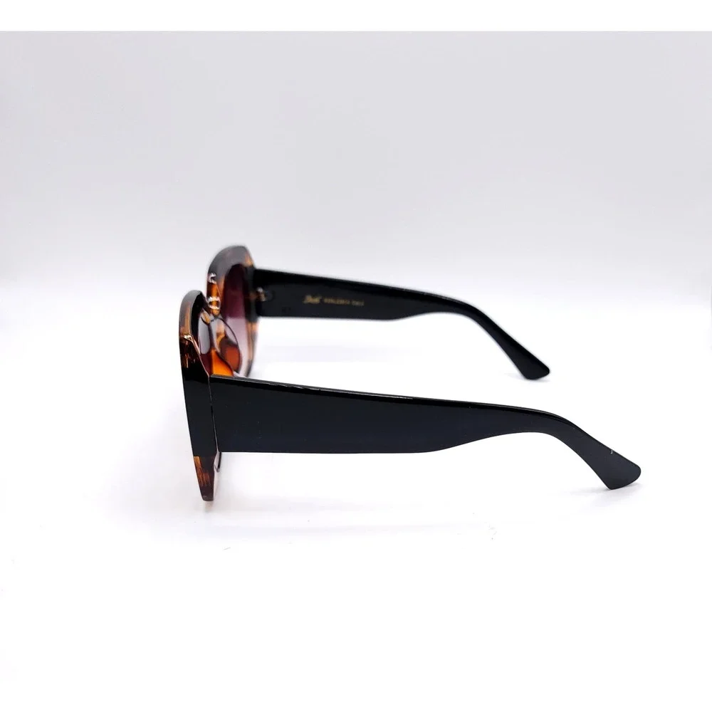 Giselle Oversized Square Sunglasses Black Tortoise Purple Gradient‎ UV400 Glam